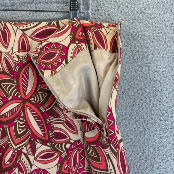 VTG Linen Skirt 18W Boho Lagenlook Tribal Floral Artsy Natural Pockets Lined - Picture 6 of 10